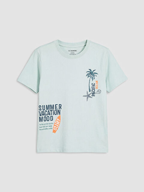 LCW Kids Bisiklet Yaka Baskılı Erkek Çocuk Pijama Üst