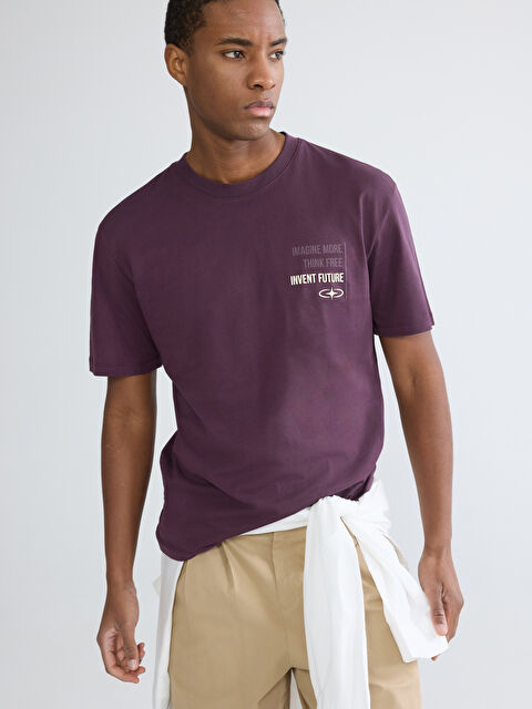 XSIDE Bisiklet Yaka Baskılı Penye Erkek Tişört - S6HL61Z8-2OU