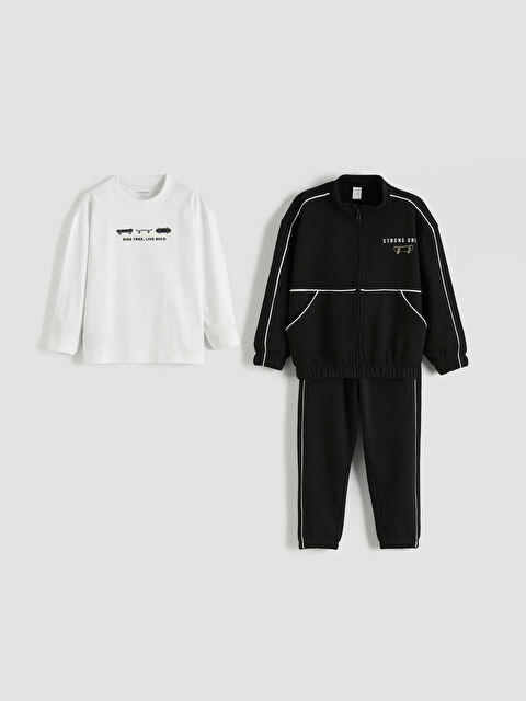 LCW Kids Printed Sweatshirt and Trousers for Boys - S6HM13Z1-CVL