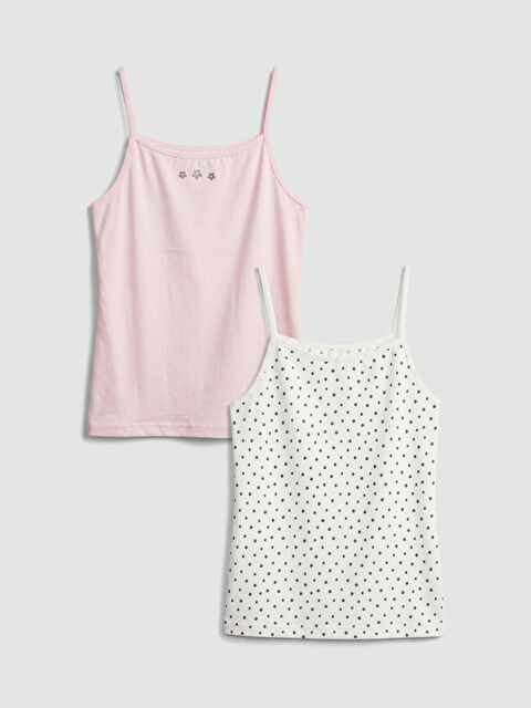 LCW Kids Kare Yaka Çiçekli İp Askılı Kız Çocuk Atlet 2'li - S6HM49Z4-LRA