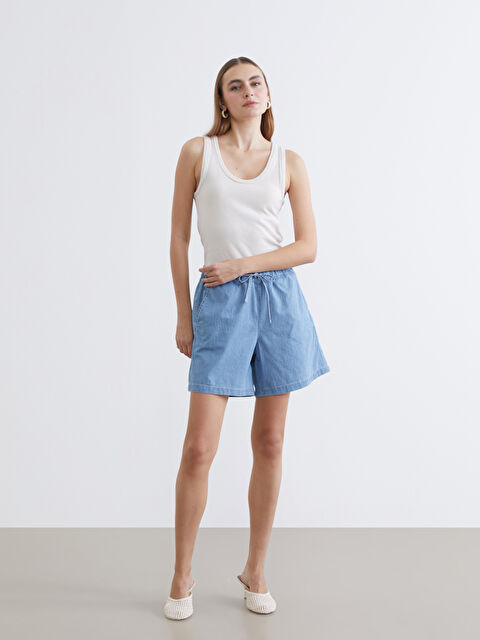 LCW ECO Beli Lastikli Kadın Jean Şort - S6HM79Z8-311