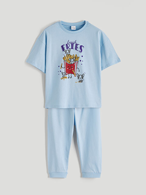 LCW ECO Bisiklet Yaka Baskılı Kız Çocuk Pijama Takım - S6HN31Z4-G7V