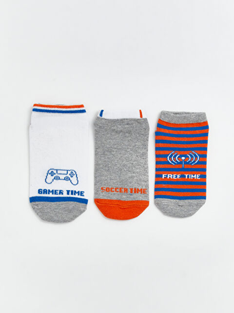 LCW Kids Desenli Erkek Çocuk Patik Çorap 3'lü - S6HN41Z4-Q6K