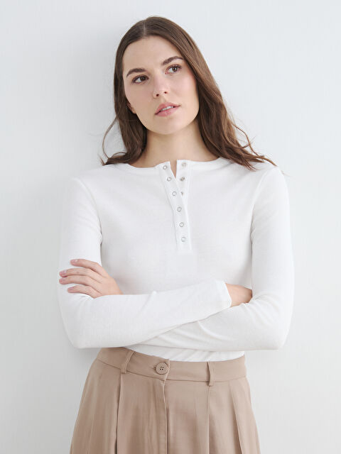 LCWAIKIKI Classic Bisiklet Yaka Fitilli Kadın Body - S6HN56Z8-Q6K