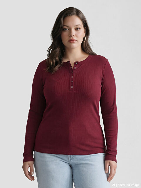 LCW EVERYDAY Women's Ribbed Bodysuit with a Crew Neck - S6HN56Z8-HRW