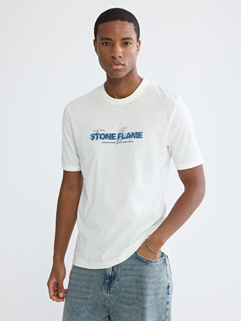 XSIDE Bisiklet Yaka Erkek Baskılı Penye Erkek Tişört - S6HN76Z8-R9J