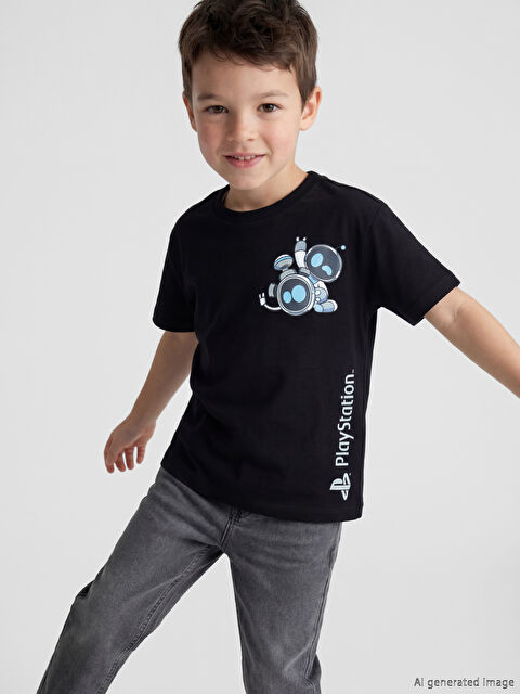 LCW Kids Bisiklet Yaka PlayStation Baskılı Erkek Çocuk Tişört