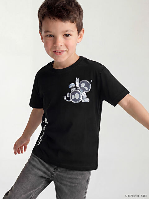 LCW Kids Bisiklet Yaka PlayStation Baskılı Erkek Çocuk Tişört