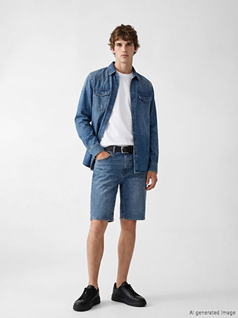 LCW Jeans Мъж Индиго Къси дънкови панталони