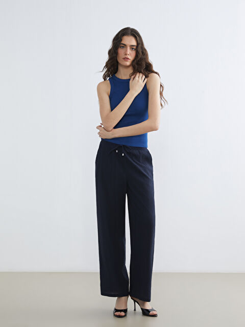 LCW Vision Beli Lastikli Geniş Paça Kadın Pantolon	 - S6HO94Z8-HRC