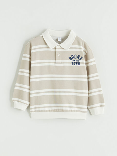 LCW Kids Polo Yaka Çizgili Erkek Çocuk Kalın Sweatshirt - S6HO99Z1-LRV