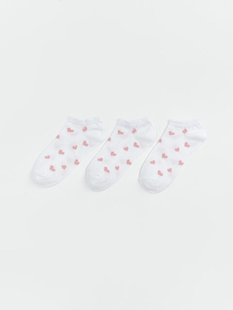 LC WAIKIKI Kalp Desenli Kadın Patik Çorap 3'lü - S6HQ21Z8-J5E
