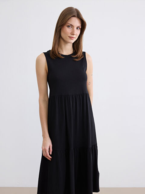 LCW Comfort Crew Neck Layered Dress