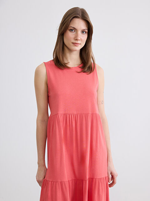 LCW Comfort Многослойное платье с круглым вырезом