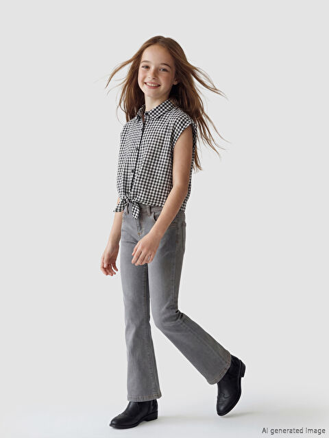 LC WAIKIKI İspanyol Paça Kız Çocuk Jean Pantolon - S6HQ47Z4-GRD