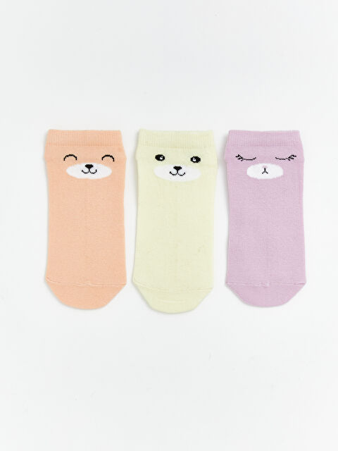 LCW ECO Desenli Kız Çocuk Patik Çorap 3'lü - S6HQ49Z4-S4U