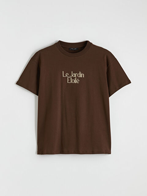 LCW Comfort Bisiklet Yaka Baskılı Kadın Tişört - S6HQ61Z8-HMK