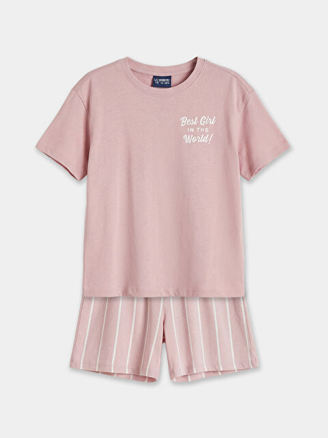 LCW Kids Bisiklet Yaka Baskılı Kız Çocuk Pijama Takım - S6HQ75Z4-FHR