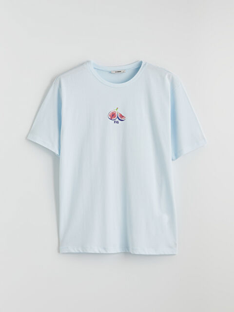 LCW ECO Bisiklet Yaka Baskılı Oversize Kadın Tişört - S6HQ79Z8-QWQ