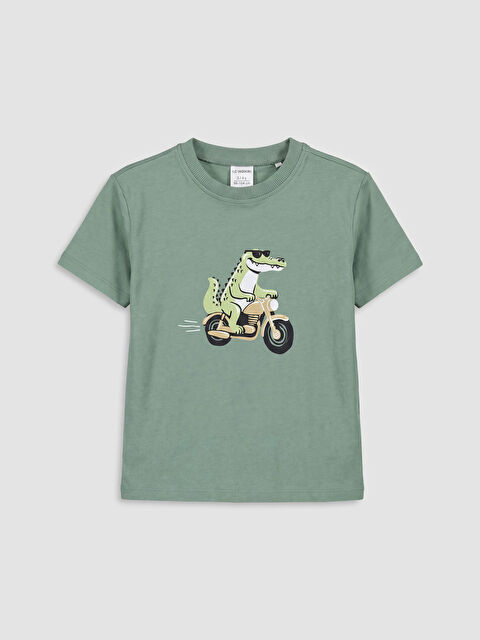LCW Kids Bisiklet Yaka Baskılı Erkek Çocuk Tişört