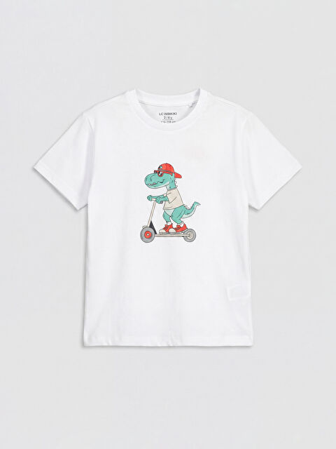 LCW Kids Bisiklet Yaka Baskılı Erkek Çocuk Tişört