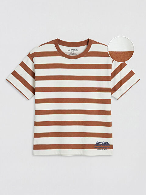 LCW Kids Bisiklet Yaka Çizgili Erkek Çocuk Tişört