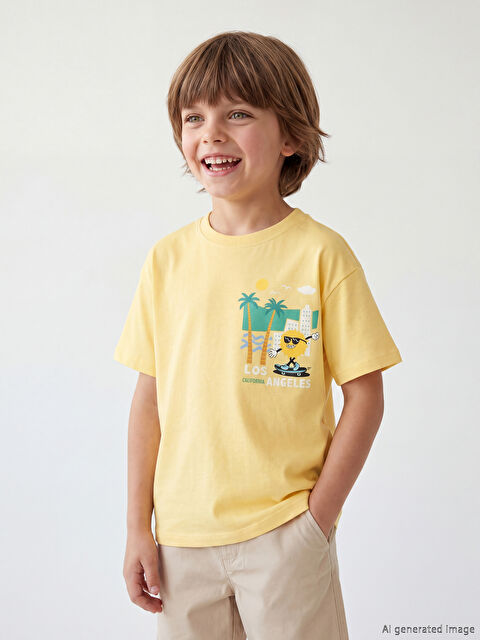 LCW Kids Los Angeles Baskılı Penye Erkek Çocuk Tişört