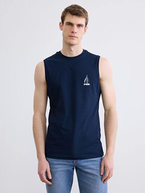 LCWAIKIKI Classic Bisiklet Yaka Baskılı Erkek Kolsuz Tişört - S6HR62Z8-DWP