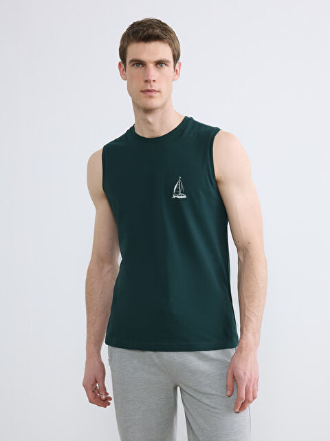 LCWAIKIKI Classic Bisiklet Yaka Baskılı Erkek Kolsuz Tişört - S6HR62Z8-2LD