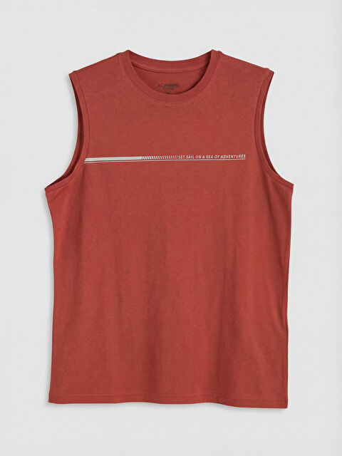 LCWAIKIKI Classic Bisiklet Yaka Baskılı Erkek Kolsuz Tişört