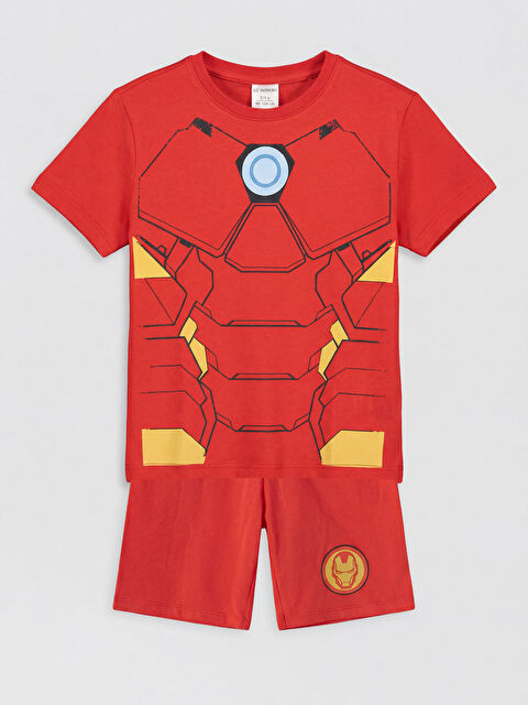 LCW Kids Iron Man Baskılı Erkek Çocuk Şortlu Pijama Takımı