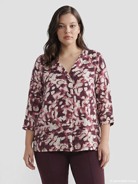 LCW EVERYDAY Asymmetric Neckline Patterned Blouse - S6HS15Z8-LQY