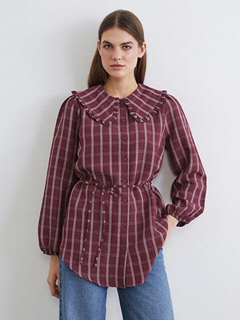 LCWAIKIKI Classic Bebe Yaka Ekose Kadın Gömlek Tunik - S6HS36Z8-LLH