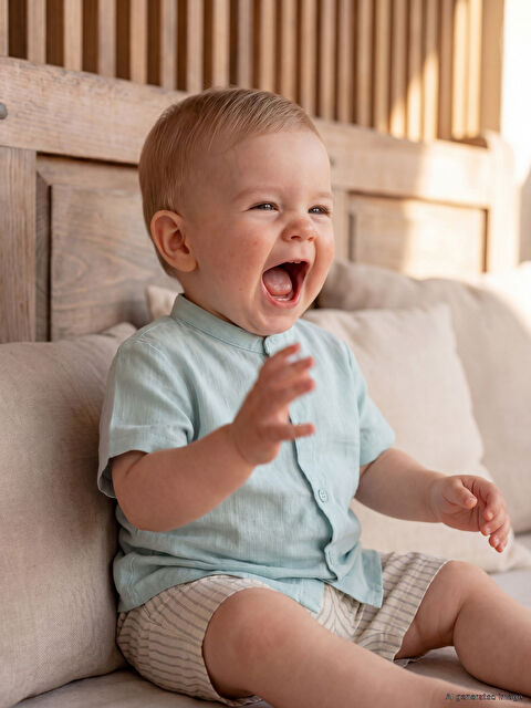 LCW baby Çizgili Erkek Bebek Şortlu Takım