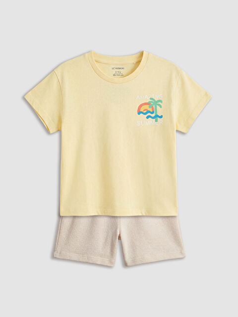 LCW baby Baskılı Erkek Bebek Tişört ve Şort Takım