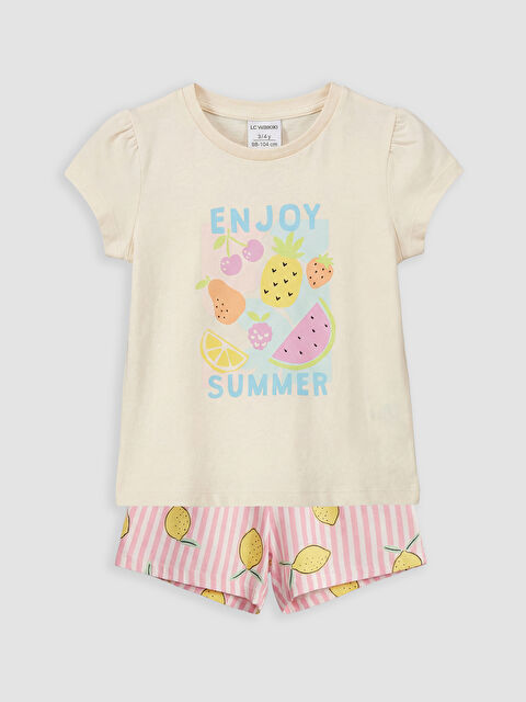 LCW baby Baskılı Kız Bebek Şortlu Takım