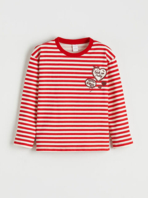 LCW Kids Bisiklet Yaka Çizgili Kız Çocuk Tişört - S6HT26Z1-LJD