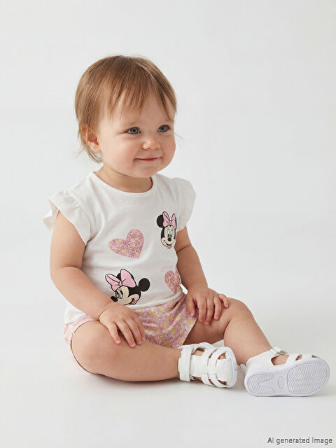 LCW baby Minnie Mouse Baskılı Kız Bebek Tişört ve Şort