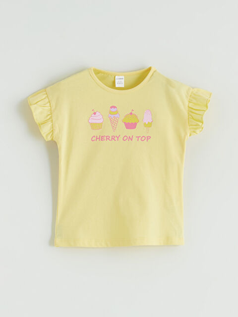 LCW ECO Bisiklet Yaka Baskılı Kız Çocuk Tişört - S6HT91Z1-FTK