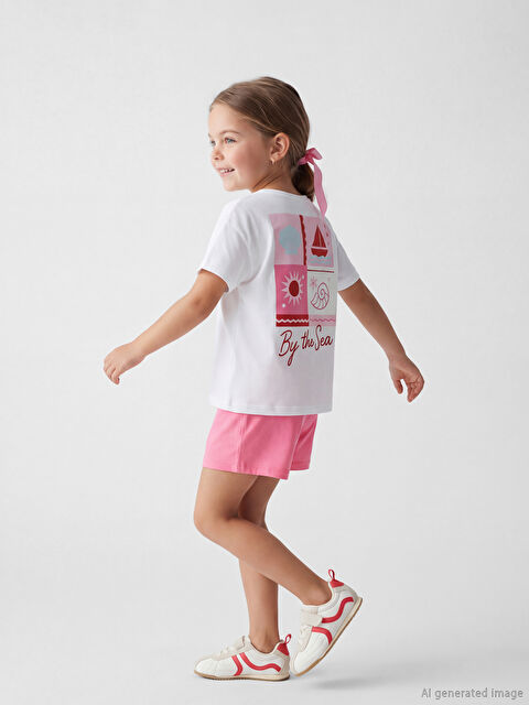 LC WAIKIKI Baskılı Kız Çocuk Penye Tişört ve Şort