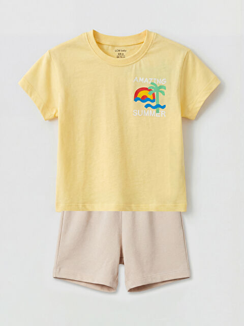 LCW baby تيشيرت وشورت مطبوعان للأولاد الرضع - S6HU51Z1-YMR