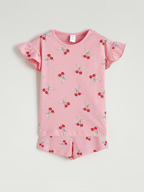 LCW ECO Baskılı Kız Çocuk Tişört ve Şort	 - S6HU53Z1-LT4