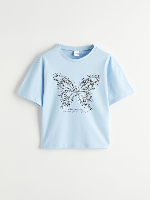 LCW ECO Bisiklet Yaka Baskılı Kız Çocuk Pijama Üst - S6HU57Z4-G7V