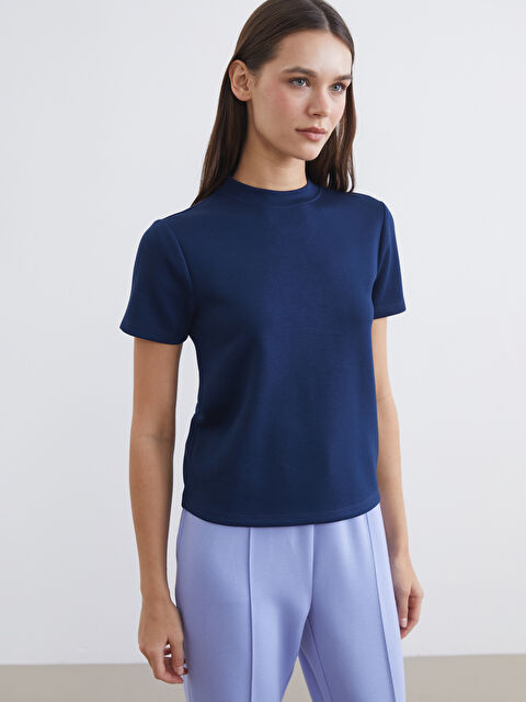 LCW Vision Dik Yaka Soft Touch Kadın Tişört - S6HU60Z8-R4J