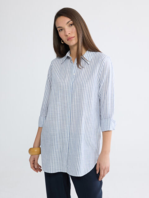 LCWAIKIKI Classic Çizgili Kadın Gömlek Tunik - S6HU68Z8-LEN