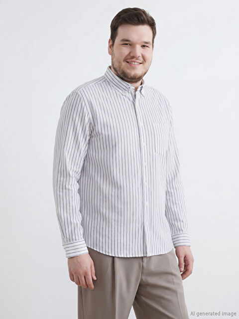 SOUTHBLUE Regular Fit Çizgili Oxford Erkek Gömlek