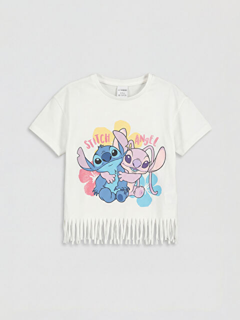 LCW Kids Lilo & Stitch Baskılı Püsküllü Kız Çocuk Tişört - S6HV34Z1-R9J