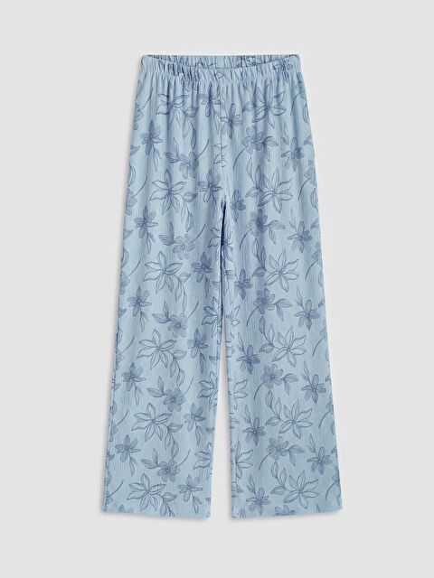 LCW Kids Çiçek Desenli Geniş Paça Kız Çocuk Pantolon