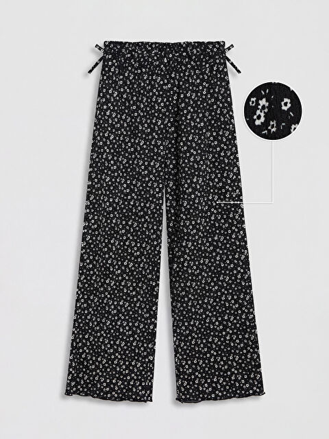 LCW Kids Çiçek Baskılı Geniş Paça Kız Çocuk Pantolon