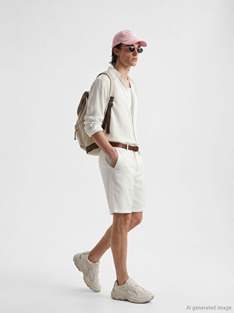 XSIDE Standart Kalıp Keten Görünümlü Erkek Şort - S6HY24Z8-EEW